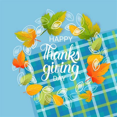 Happy Thanksgiving Day Autumn Traditional Holiday Greeting Card Stock