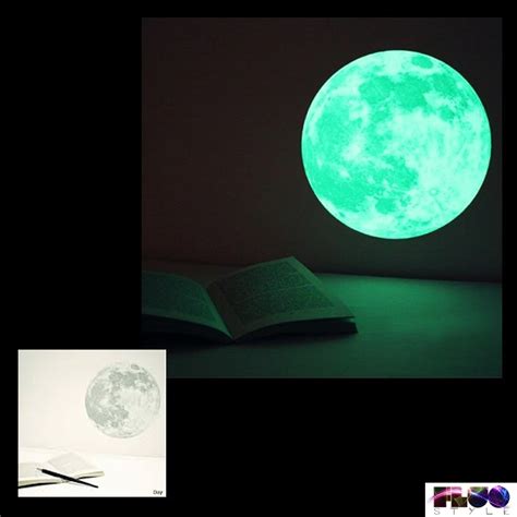 Phosphorescent Fluorescent Glow In The Dark Full Moon Sticker