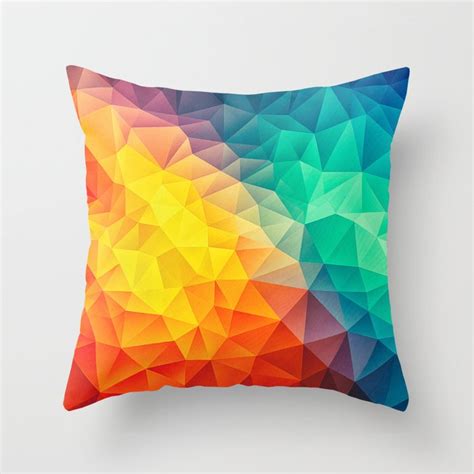 Abstract Polygon Multi Color Cubism Low Poly Triangle Design Throw