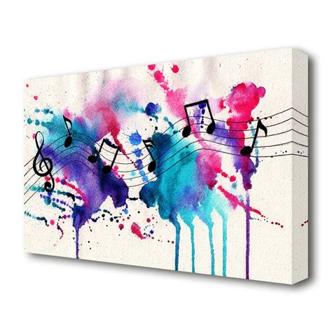 East Urban Home Musical Notes 1 Music Wrapped Canvas Painting Print