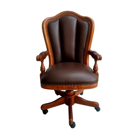 Solid Mahogany Hi Back Office Leather Chair Classic Antique Style Pre