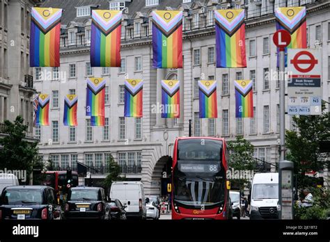 Regent Street London Uk 24th June 2022 Pride Flags On Londons