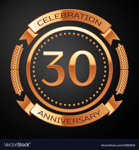 Thirty Years Anniversary Celebration With Golden Vector Image