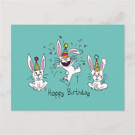 Funny Bunny Happy Birthday Cute Kids Rabbit Postcard