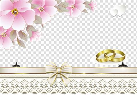 Gold Colored Wedding Rings Floral Design Pink Flower Pattern Heart