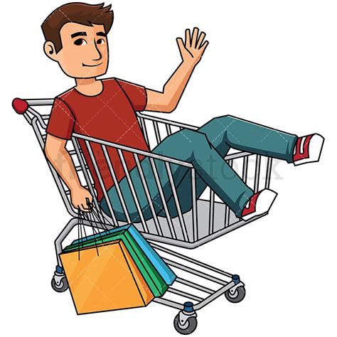 Thousands of churches used christart images to illustrate their message. Man Inside Shopping Cart Holding Bags Vector Cartoon ...