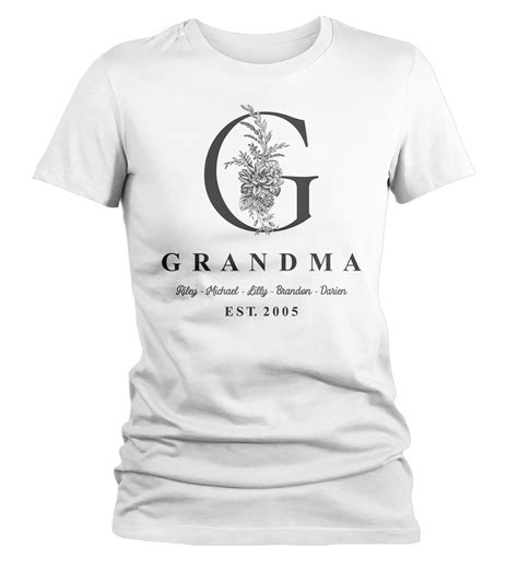 Womens Personalized Grandma T Shirt Monogram Grandma Shirts Names