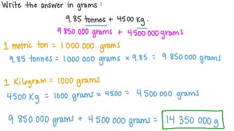 Question Video: Converting Weight from Kilograms and Tonnes to Grams ...