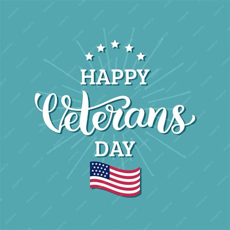 Premium Vector Happy Veterans Day Lettering With Usa Flag Vector