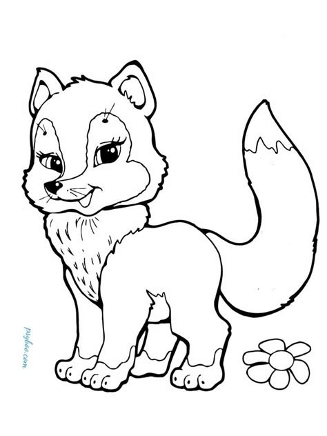 Print Baby Fox Coloring Page ⋆ Free Wild Animals Coloring Book