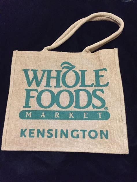 Whole Foods Kensington Tote Bag London Jute Tan Handles Burlap Recycle