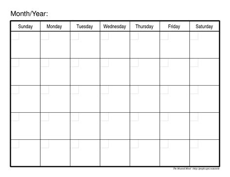Blank Monthly Calendar Template Free Best Calendar Example