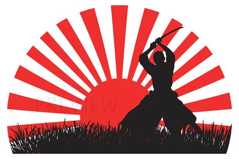 Samurai Warrior Japanese Red Rising Sun Graphic By Sunandmoon