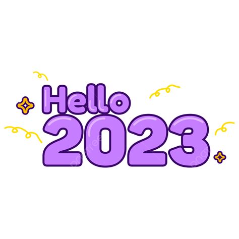 Hello 2023 Purple Color Text Illustration 2023 New Year Illustration