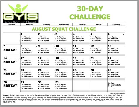 30 Day Squat Challenge August 22 Get You In Shape
