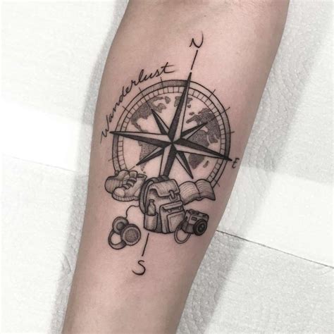 A Wanderlust Compass By Lucas Martinelli 229191068522527732 Compass Tattoo Travel Tattoo