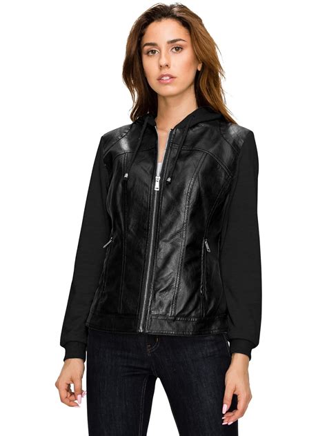 Made By Johnny Mbj Wjc Womens Faux Leather Zip Up Moto Biker