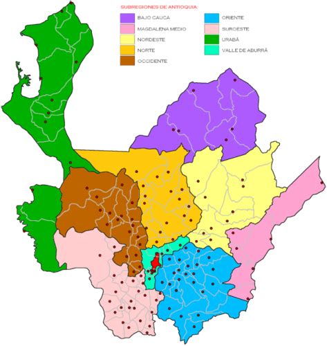 Mapa De Antioquia Y Sus Municipios