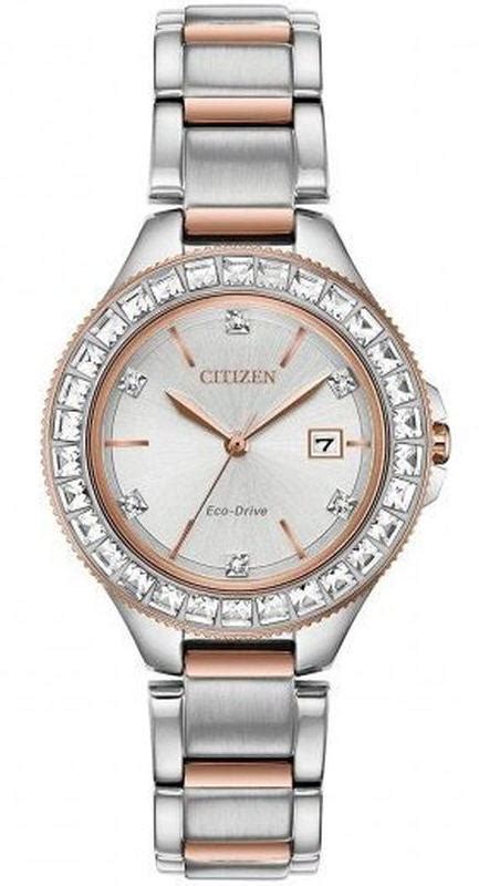 women s citizen eco drive silhouette crystal two tone watch fe1196 57a