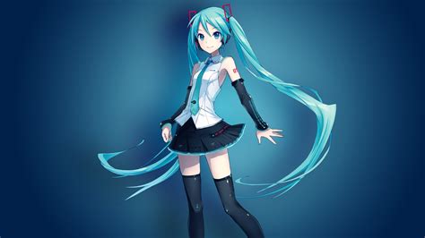 Long Hair Blue Hair Blue Eyes Anime Anime Girls Vocaloid Hatsune