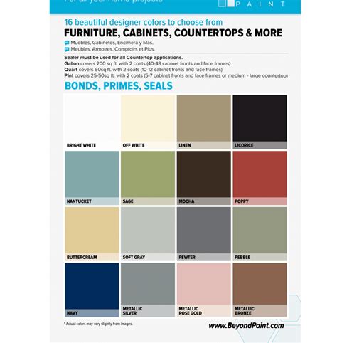 BEYOND PAINT® Color Card | Beyond Paint in 2021 | Beyond paint, Home depot paint, Home paint tools