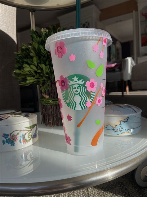 Cherry Blossom Starbucks Cup Spring Cup Flowers Japanese Etsy