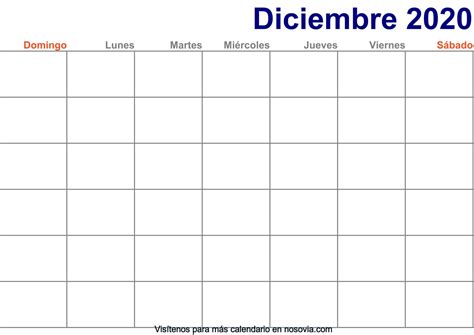 Calendario Diciembre 2020 En Blanco Imprimible Gratis