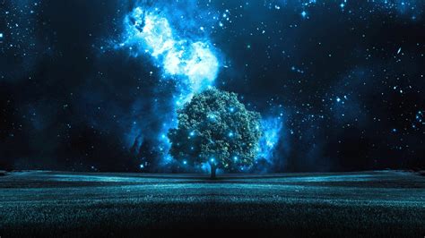 Lonely Tree On Starry Night Live Wallpaper