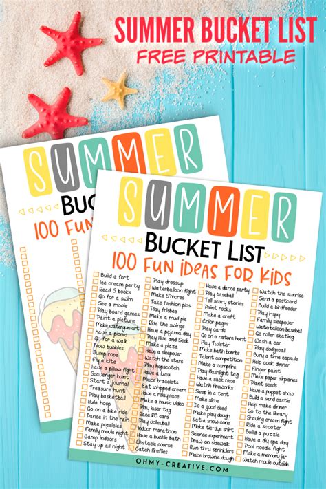 Summer Bucket List Ideas And Printable List Oh My Creative