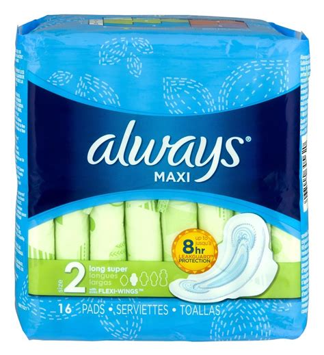 Maxi Long Super Absorbency Pads With Flexi Wings Size 2 Always 16 Pads