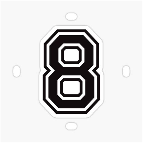 Number 8 Sticker Black And White College Sports Font Sticker For