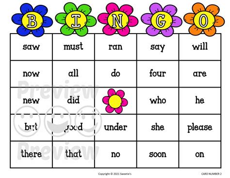 First Grade Sight Word Bingo Flowers Made By Teachers