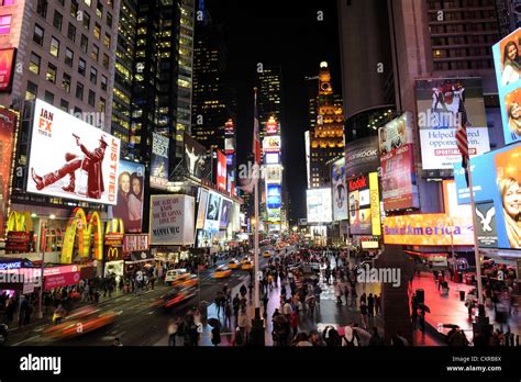 Times Square At Night Broadway Midtown Manhattan New York City Stock