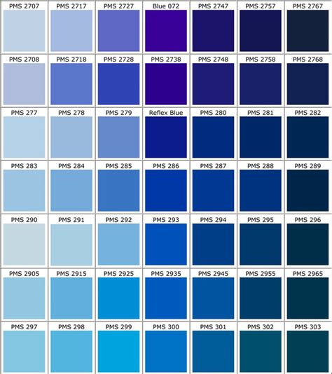 Midnight Blue Color Chart Pantone Color Publication Chart Royal Blue