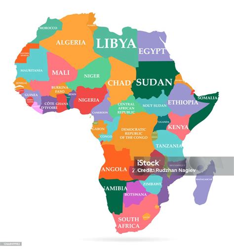 Peta Warnawarni Benua Afrika Ilustrasi Stok Unduh Gambar Sekarang
