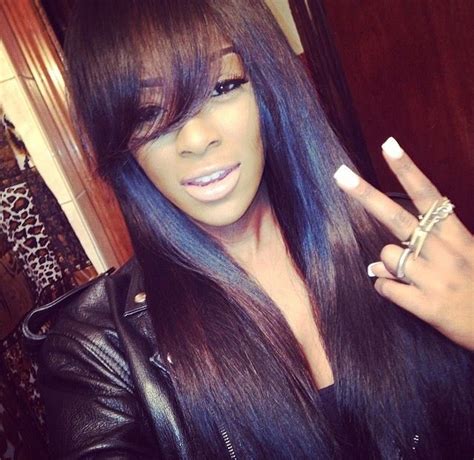 Long Bangs Long Weave Hairstyles Relaxed Hair Black Hairstyles With Weave