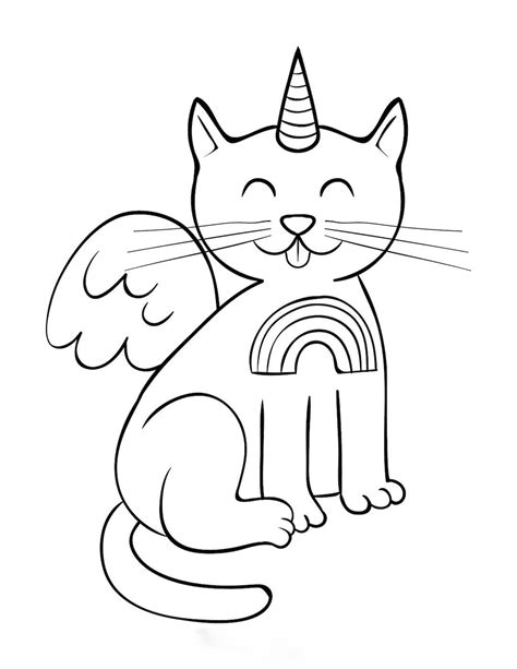 Kitty Cat Unicorn Coloring Page Coloring Pages