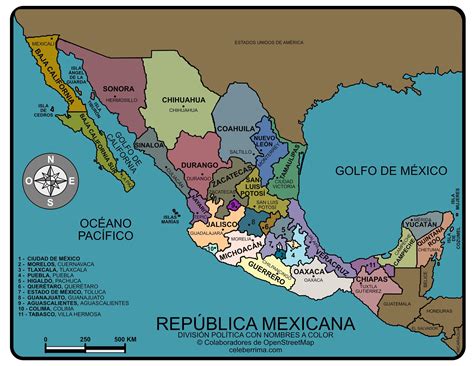 mapa de la república mexicana con división política Brainly lat