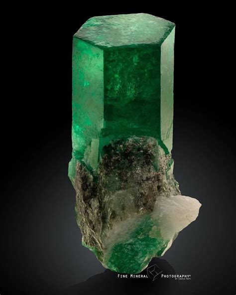 This Really Nice Deep Green Emerald Crystal On Quartz Is Also Collected