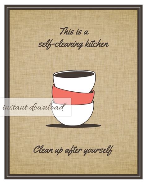 Printable Kitchen Art Clean Up After Yourself Sign Instant Download