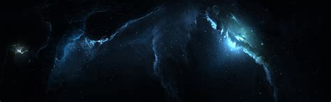 Hd Wallpaper Atlantis Nebula 3 Dual Monitor Blue And Black Sky