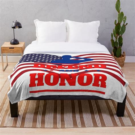 Defend And Honor American Flag Patriotic Print Throw Blanket By Mary