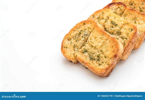 Garlic Bread On White Background Stock Photo Image Of Rustic Sliced