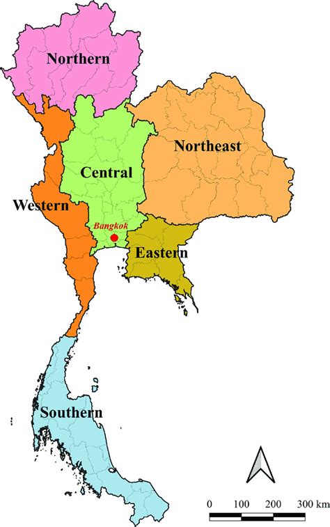 Map Of Thailand Illustrating 6 Regions Download Scientific Diagram