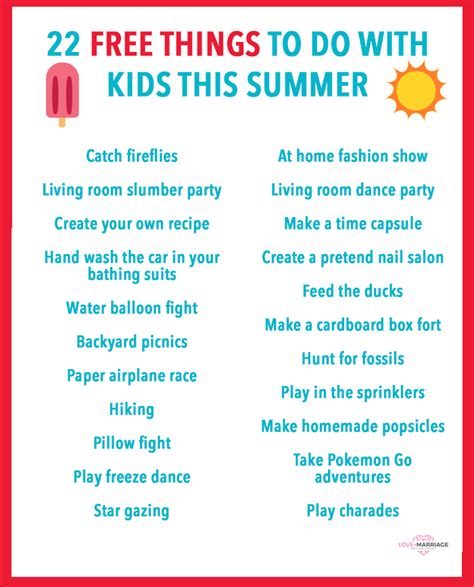 22 Free Things To Do With Kids This Summer Love And Marriage