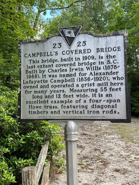 Historic Sign Campbells Covered Bridge Gowansville South Carolina