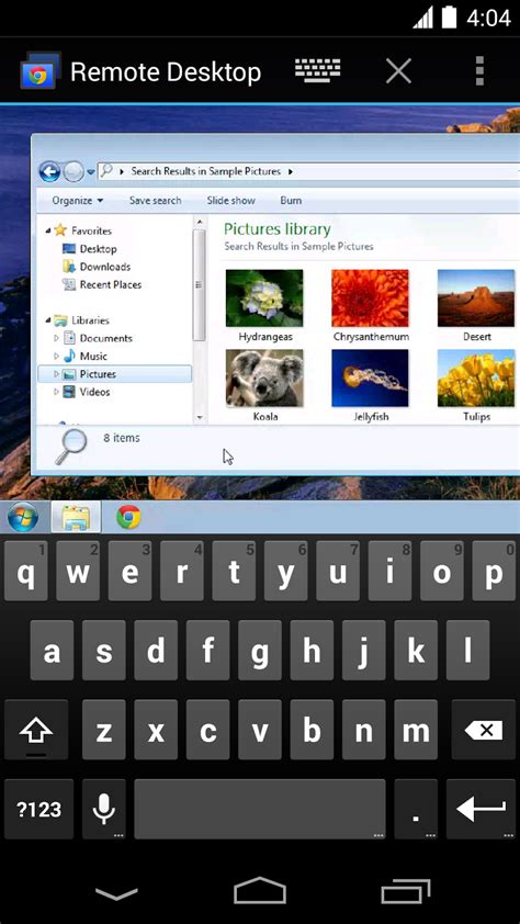 I can easily set this up on my windows work laptop with chrome remote. Chrome Remote Desktop app for Android now available on ...