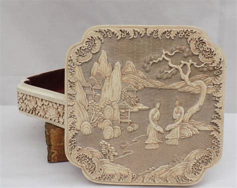 Vintage Arnart Imports Ivory Dynasty Ornate Carved Resin Asian Oriental
