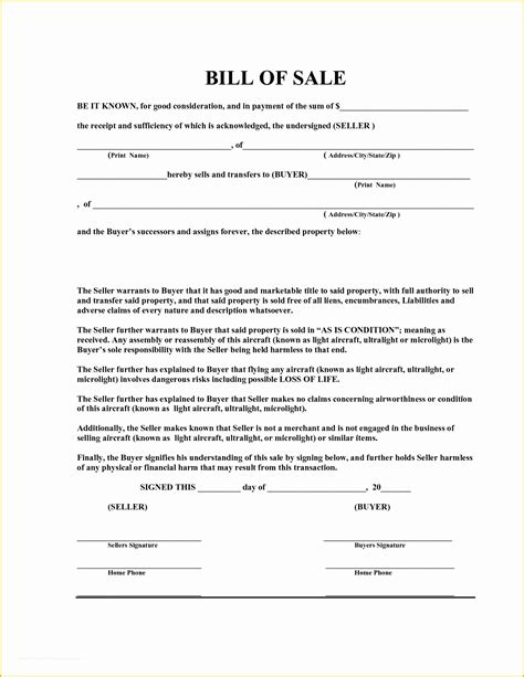 Free Bill Of Sale Template Download Of Free Bill Of Sale Template Pdf