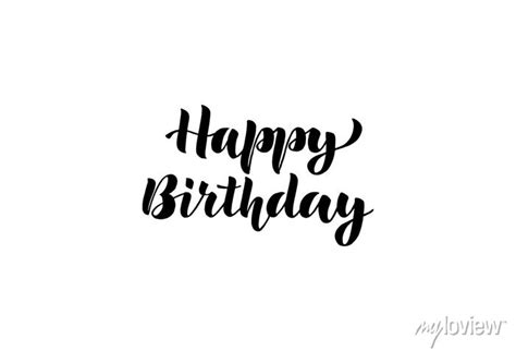Illustration With Hand Lettering Happy Birthday Black Text Wall